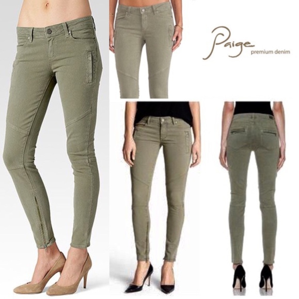 Paige Marley Jeans in Fatigue Green with Ankle Zip